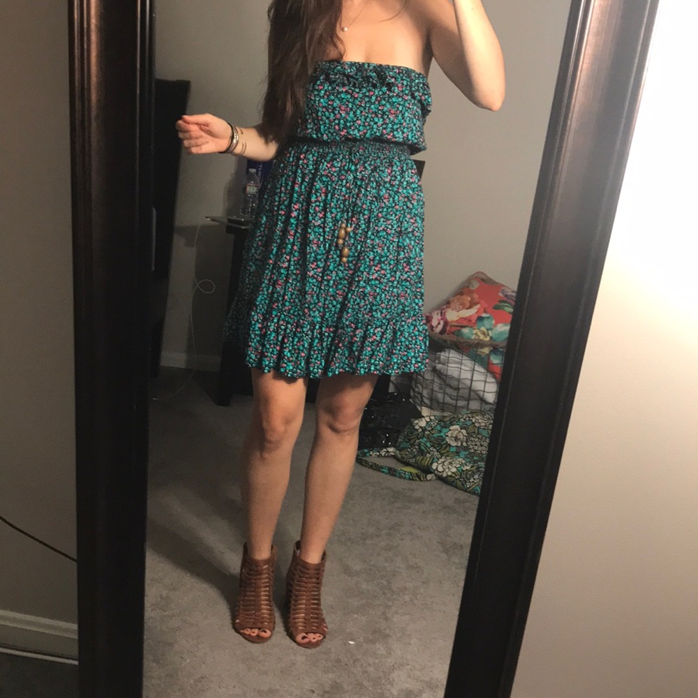Strapless floral dress